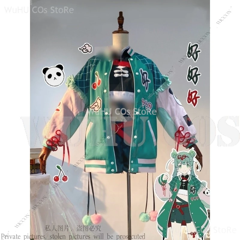 PJSK Cosplay Costume Mikuku Halloween Party Mikku Stage Costume Wig Comic Disguise HAO Role Play Woman Adult Daily Outfit Panda