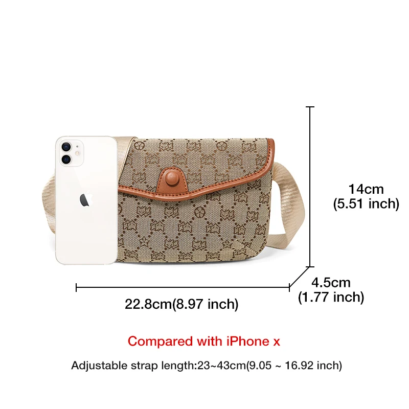 FOXER Print Fabric Women\'s Cellphone Bag Vintage Crossbody Shoulder Bag Design Girl\'s Phone Pocket Lady Light Flap Messenger Bag