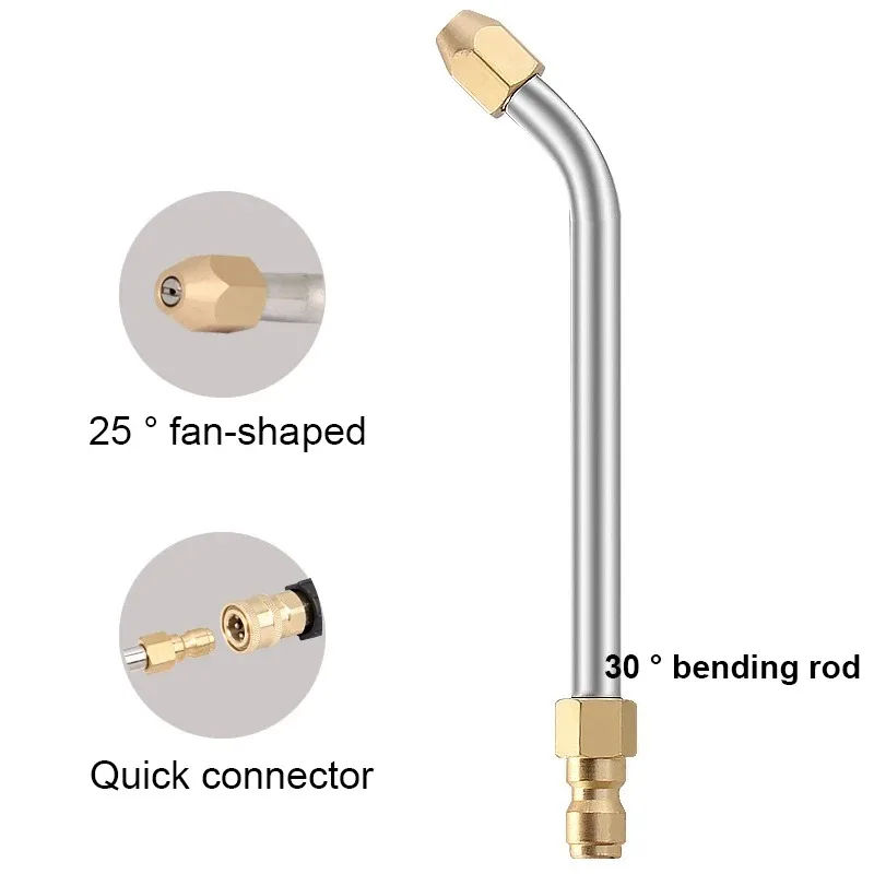 High Pressure Washer Curved Extension Nozzles 1/4 Quick Plug SS Bend Rod With 25 Degree Fan Spray Nozzle Car Cleaning Tool image 4