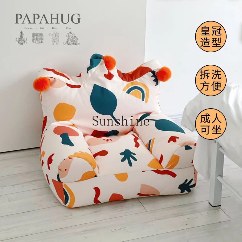 Children's single removable baby mini bean bag crown lazy sofa