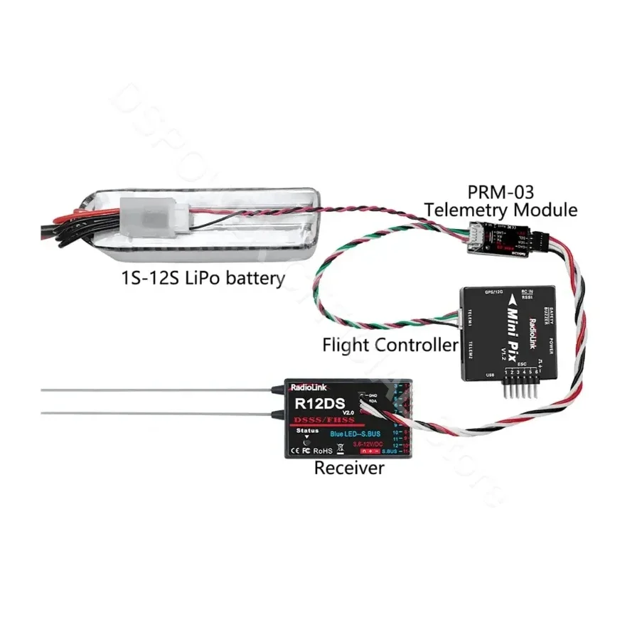 ใหม่ล่าสุด Radiolink PRM-03 OSD Telemetry Sensor สุทธิเที่ยวบินข้อมูลโมดูลสําหรับ AT9 AT9S AT9S Pro AT10 AT10II เครื่องส่งสัญญาณ