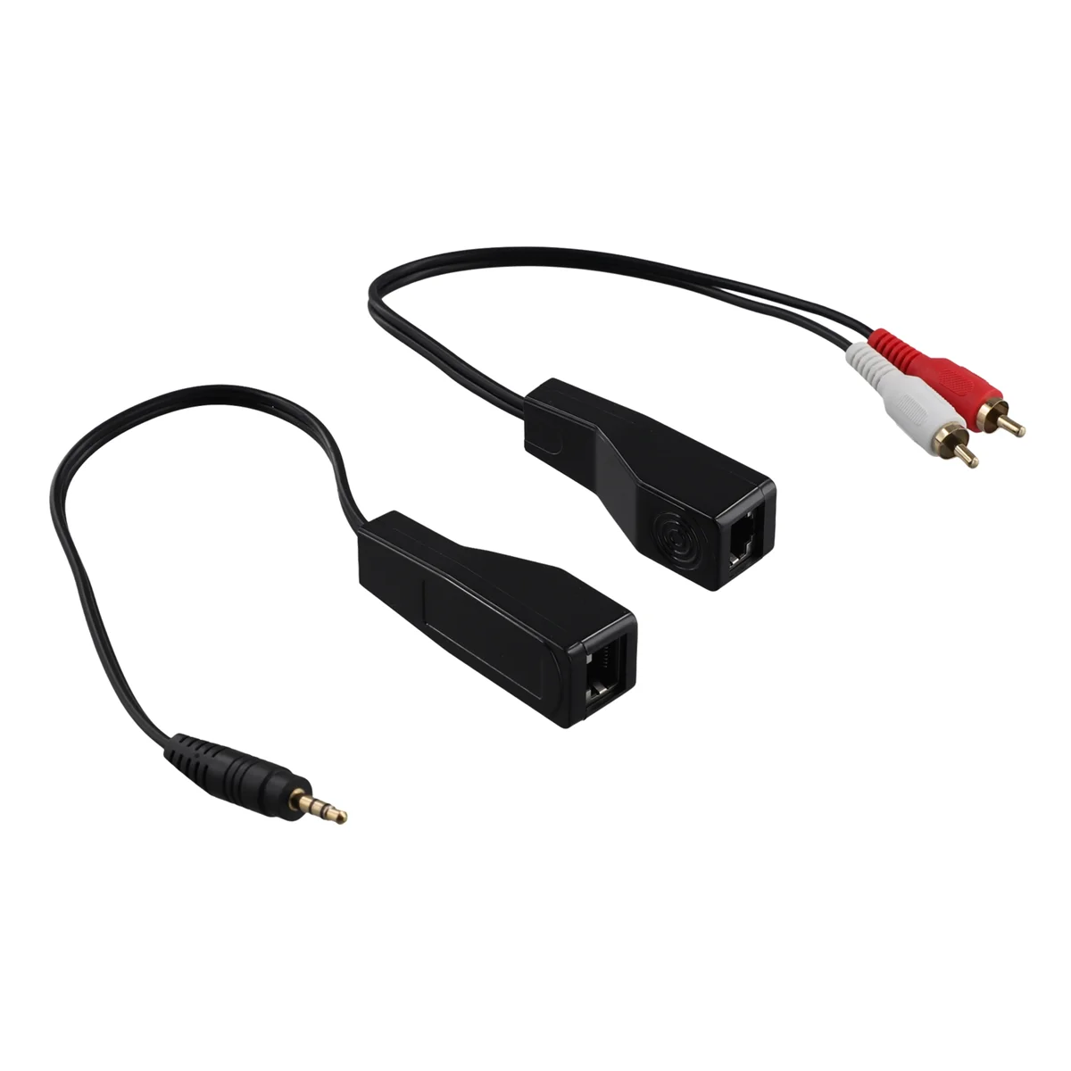 

3,5 мм стерео и RCA, красный, белый, аудиосигнал, балун через кабель Cat5/6, гнездо RJ45 на аудиокабель DC3,5 мм и 2xRCA