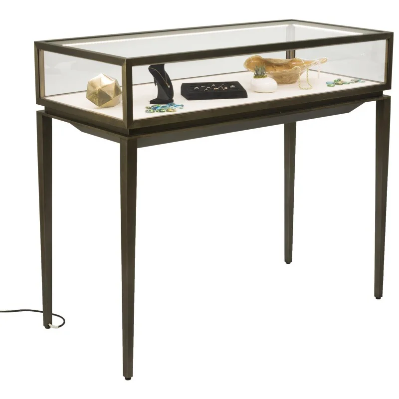 custom.Modern Jewellery Showroom Counter Stainless Steel Frame Jewelry Retail Store Lockable Glass Jewelry Display Table