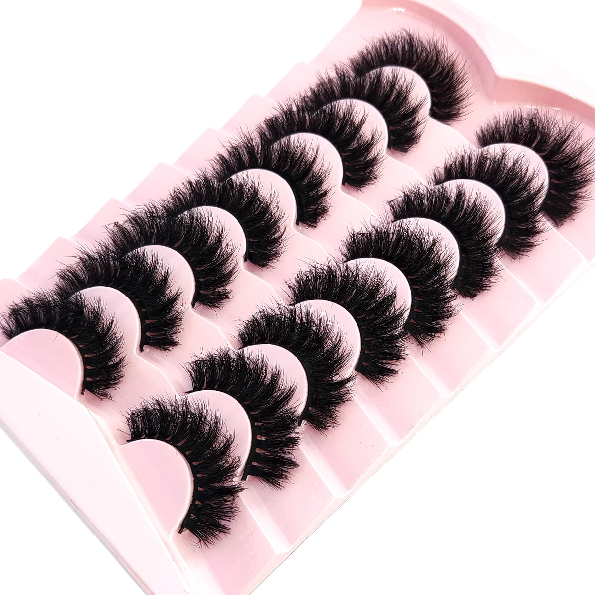 HBZGTLAD 5/8 pares de pestañas de visón a rayas rusas naturales pestañas postizas 3D volumen pestañas postizas onduladas extensiones de pestañas maquillaje