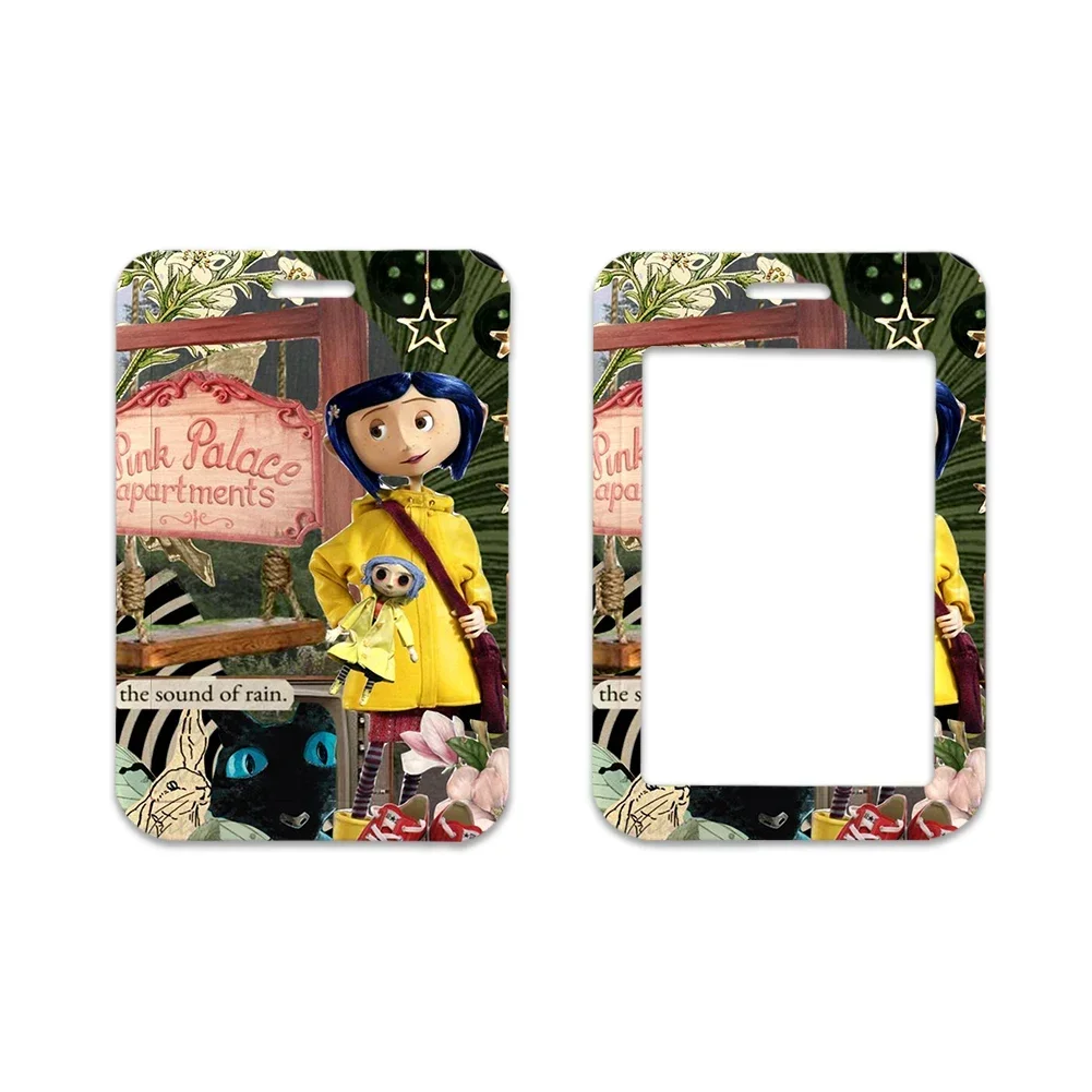 Coraline Cartoon Credential Holder Keychain Neck Lanyard For Pass Card Credit Card Holder Straps Mobile Phone Keychain