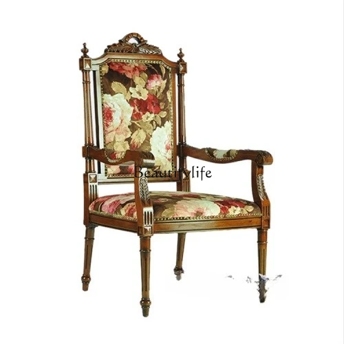 

American retro nostalgic French solid wood dining chair leisure chair negotiation chair neoclassical