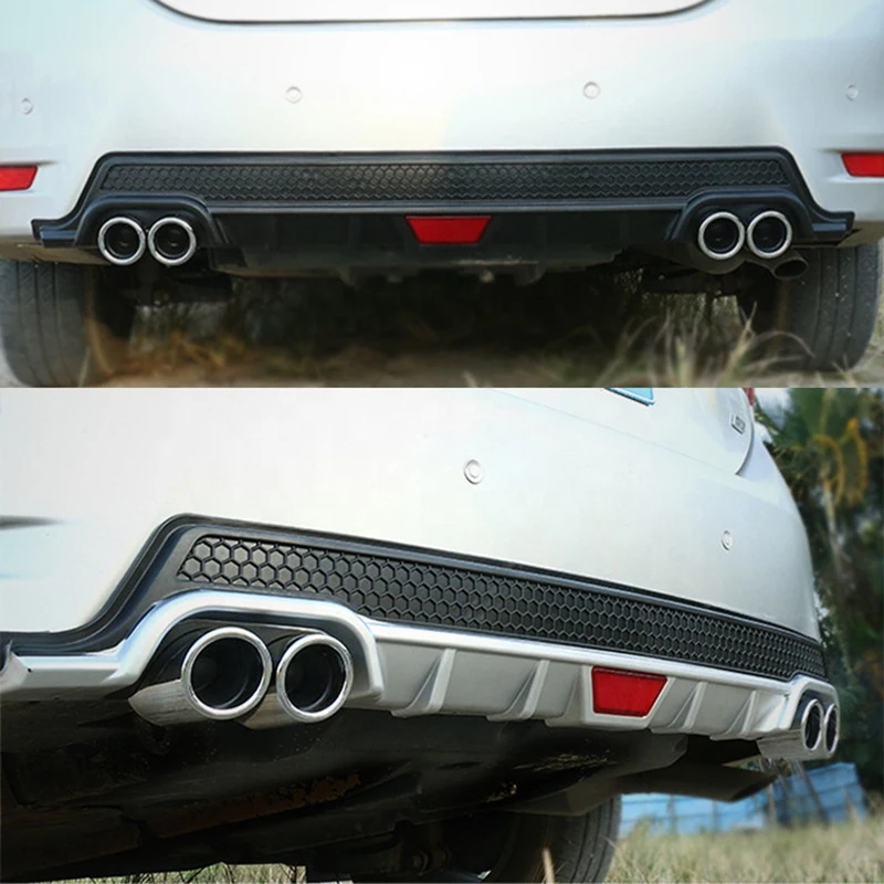 High Quality Universal ABS Plastic Black Silver Rear Bumper Lips Rear Bumper Diffuser Exhaust Tip Exterior Parts 2