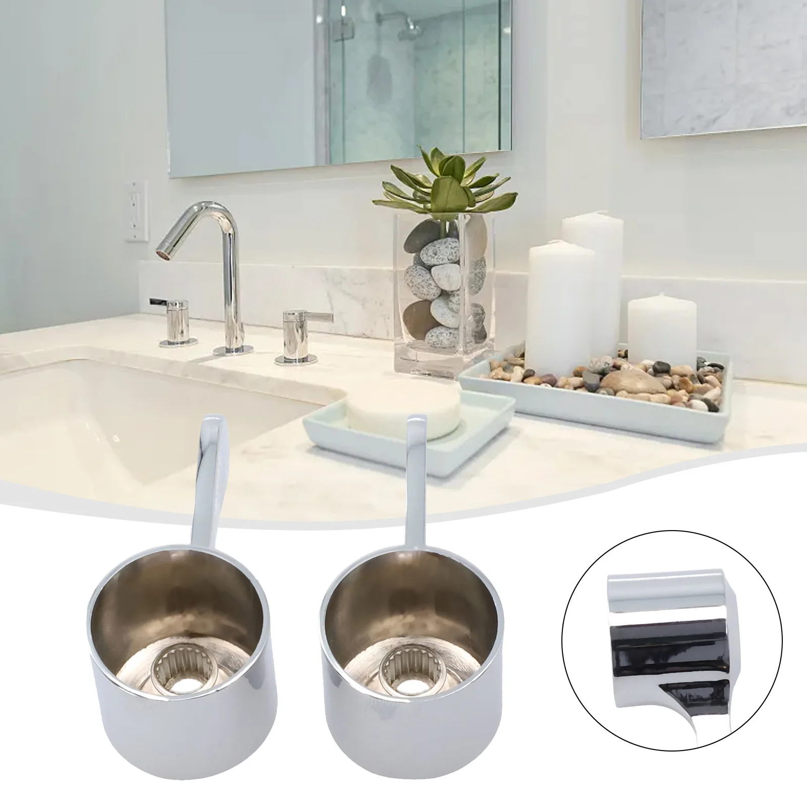 Parts Suitable Supply Useful Brand New Basin Sink Tap Lever Head 1/4 Turn 2 Tap Hole Accessory Bathroom Conversion