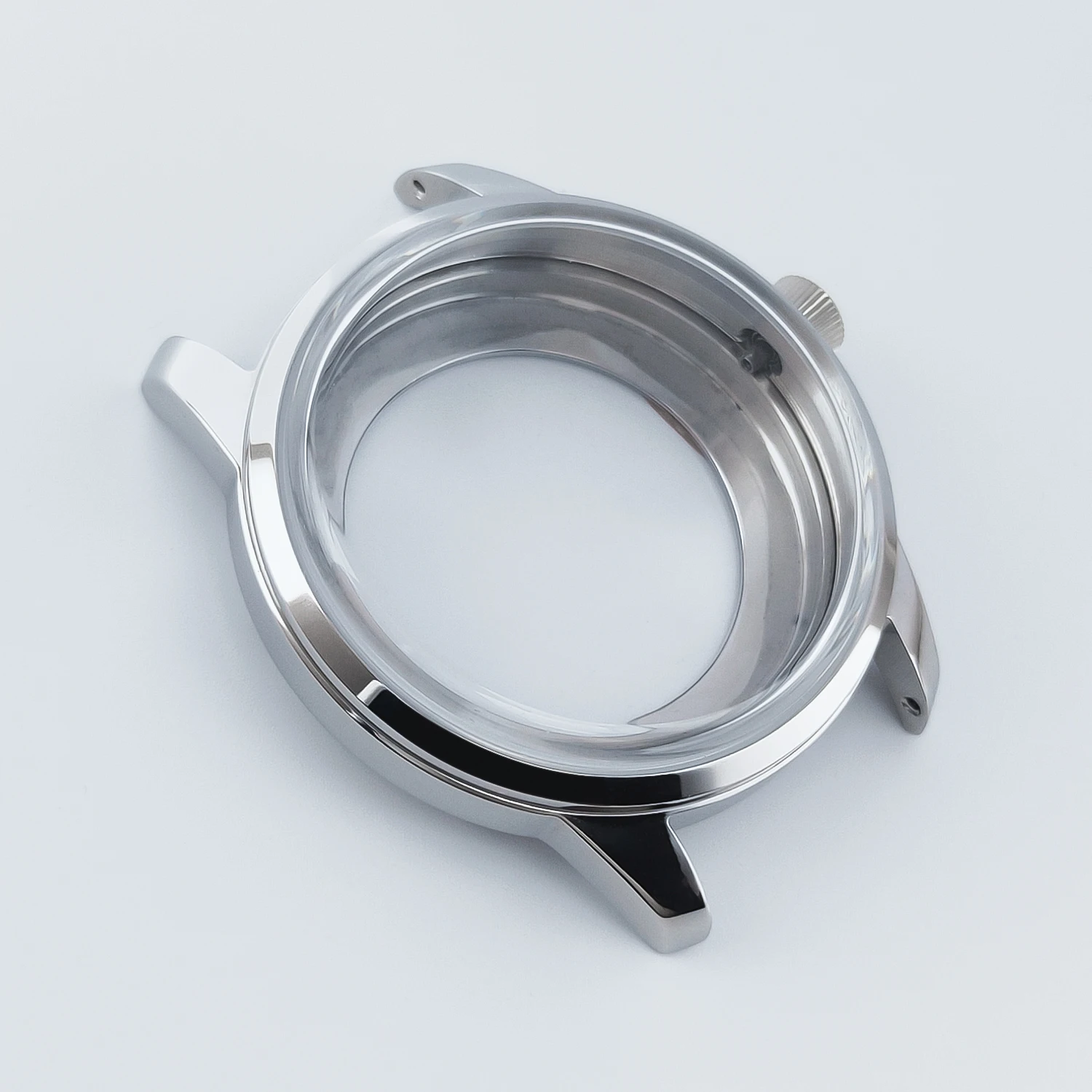 40 مللي متر ساعة كوكتيل تناسب NH38 NH35 الحركة التلقائية قوس الزجاج الشفاف الغطاء الخلفي الصلب الفضة دعوى 35 مللي متر الهاتفي