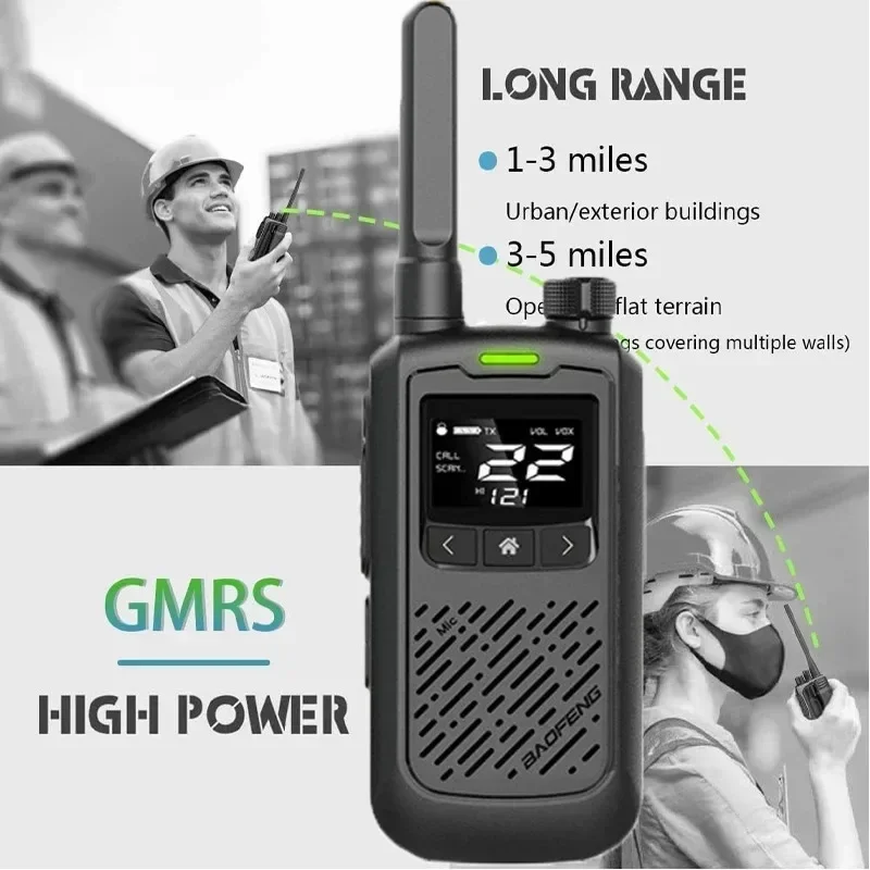 BAOFENG toko resmi BF-T17 FRS Mini, Walkie Talkie portabel dua arah Radio jarak jauh 22CH VOX USB Ham Radio senter 2 buah