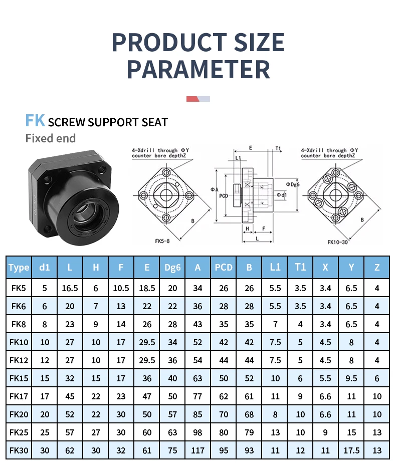 FK30 FF30 Kugelumlaufspindel Lagersitz Kugelumlaufspindel Endstütze FKFF30 Einheit für Kugelumlaufspindel SFU4005/4010 CNC-Getriebeteil 1 Satz – Detail 2