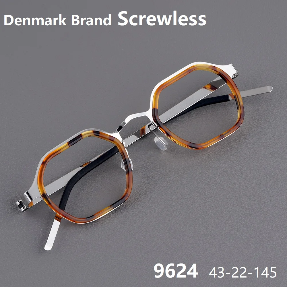 

Датские безвинтовые тонкие титановые оправы для очков, полигональные, ультралегкие, ручной работы, для женщин и мужчин, модные, шестиугольные, 2026