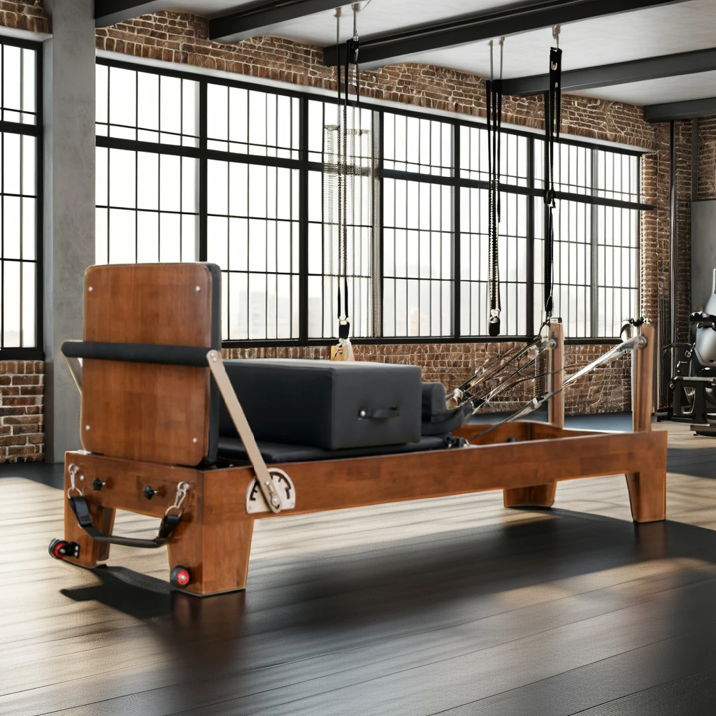 

Body Pilates Reformer Set Oak Wood Professional Yoga Fitness Machine Bed Durable & Comfortable 150kg Capacity