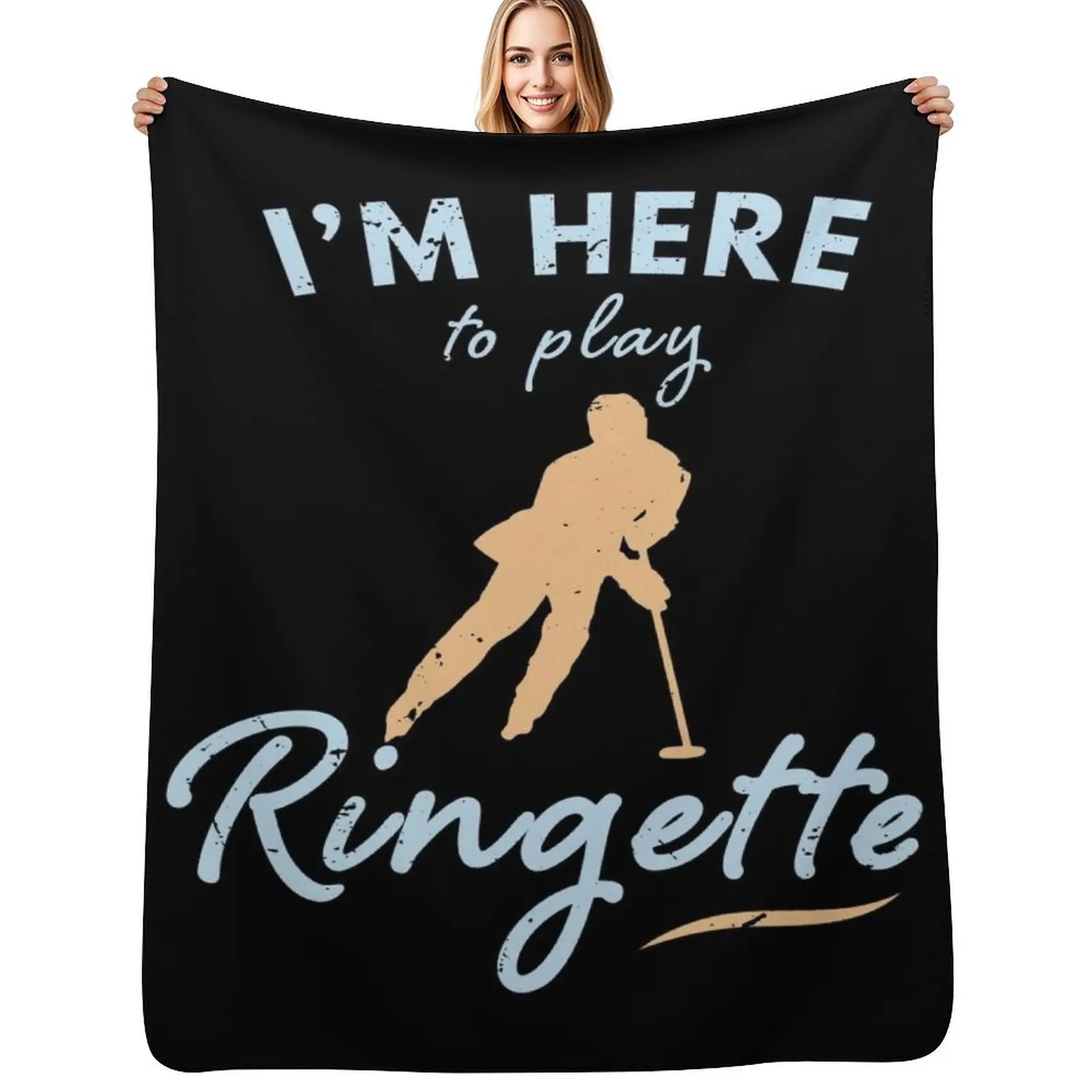 

I'm here to play Ringette / Ringette Lover Custom Ringette Gift Player present Throw Blanket Faux Fur Soft Warm Blanket for Bed