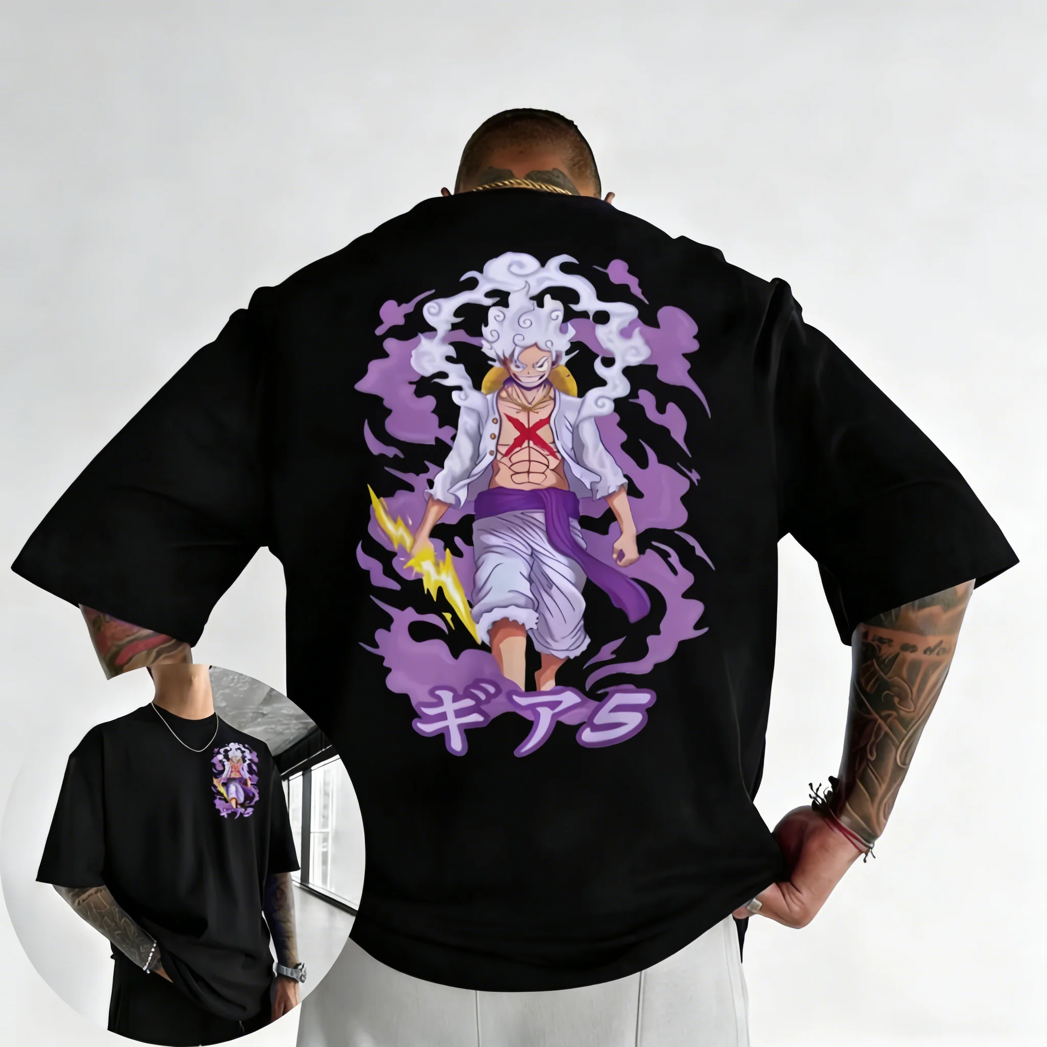 

One Piece Anime 5 Gear Luffy Pure Cotton Unisex T-shirt 2026 Summer New Harajuku Oversized Loose Casual Y2K Parent-child Top