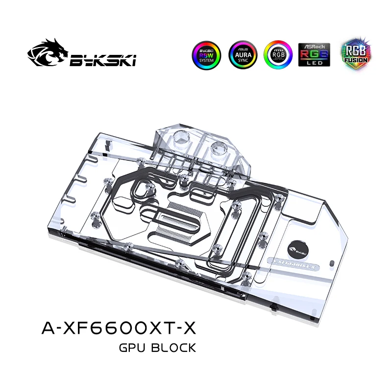 Bykski GPU Water Block for XFX Radeon RX 6600 XT Speedster Merc 308 Graphics Card/Full Cover Copper Radiator Block A-XF6600XT-X