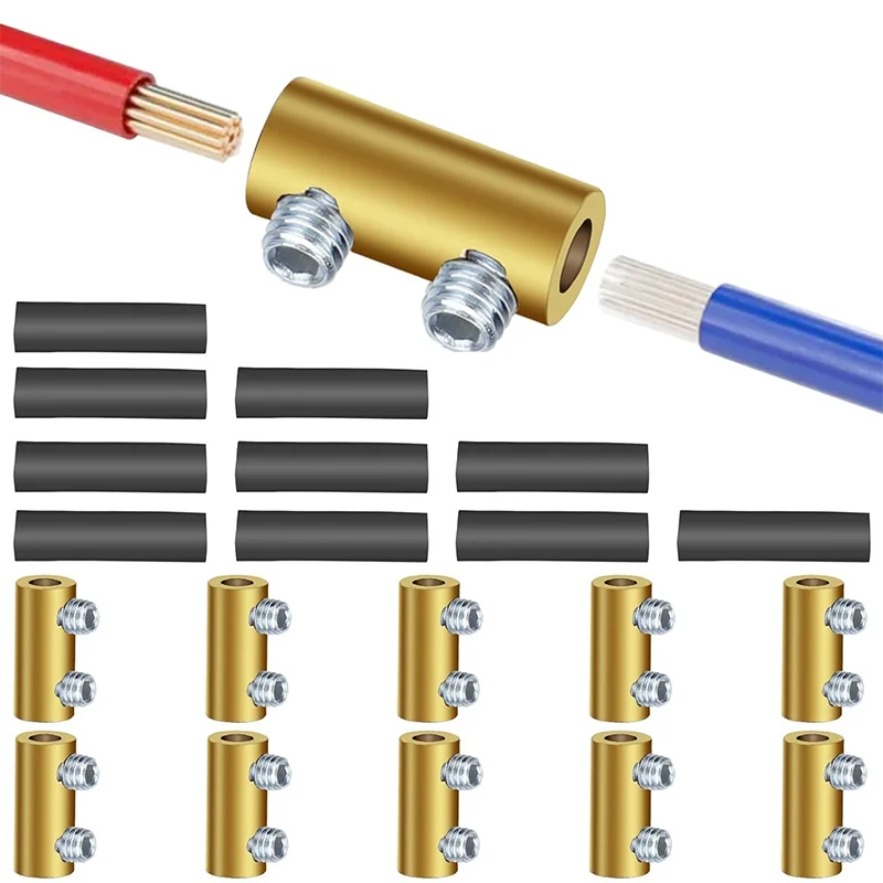 

10PCS 10-16AWG Wire Connector 60A 80A Gauge Splicing Screw Quick Wiring Connection Terminal, Circuit Brass Wire Connector