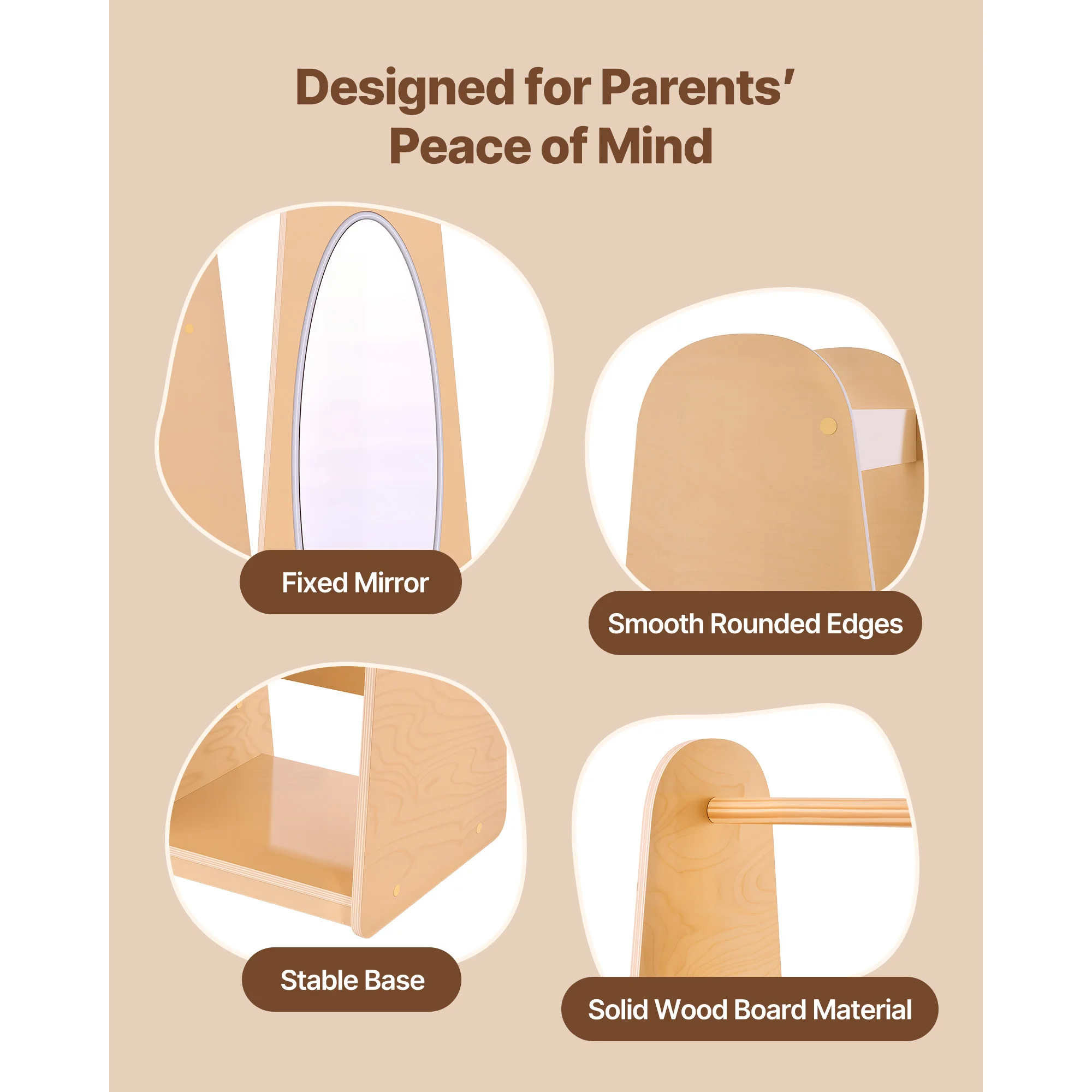 SucceBuy Kids Wooden Dress Up Storage with Mirror Children Dress Up Rack Toddler Wardrobe Closet for Girls Bedroom Home Storage image 6