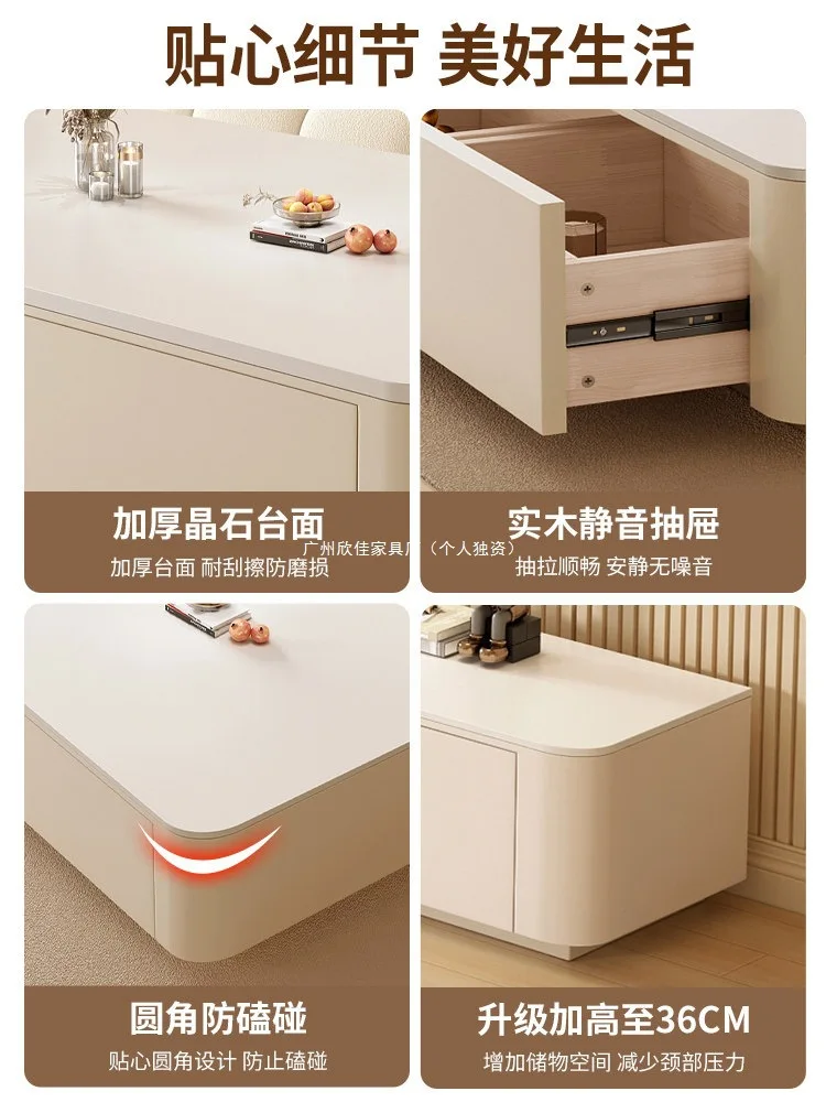Cream style living room home new small apartment Internet celebrity coffee table
