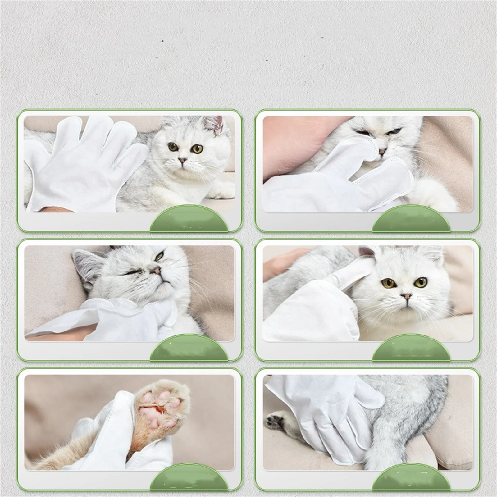 6pcs Pet Disposable Cleaning Gloves Wash Free Cats Dogs SPA Bath Supplies Massage Non Woven Fabric No Rinse Soft Eye Wipes