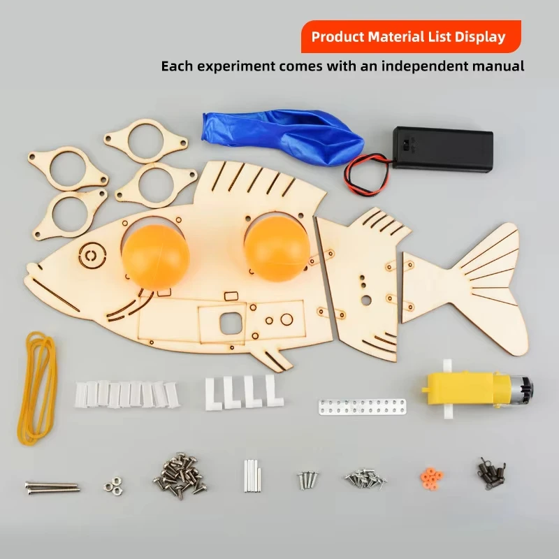 مجموعة تجارب علمية على شكل سمكة السباحة الكهربائية DIY - لعبة نموذجية تعليمية للأطفال لعبة مشروع هدية #4