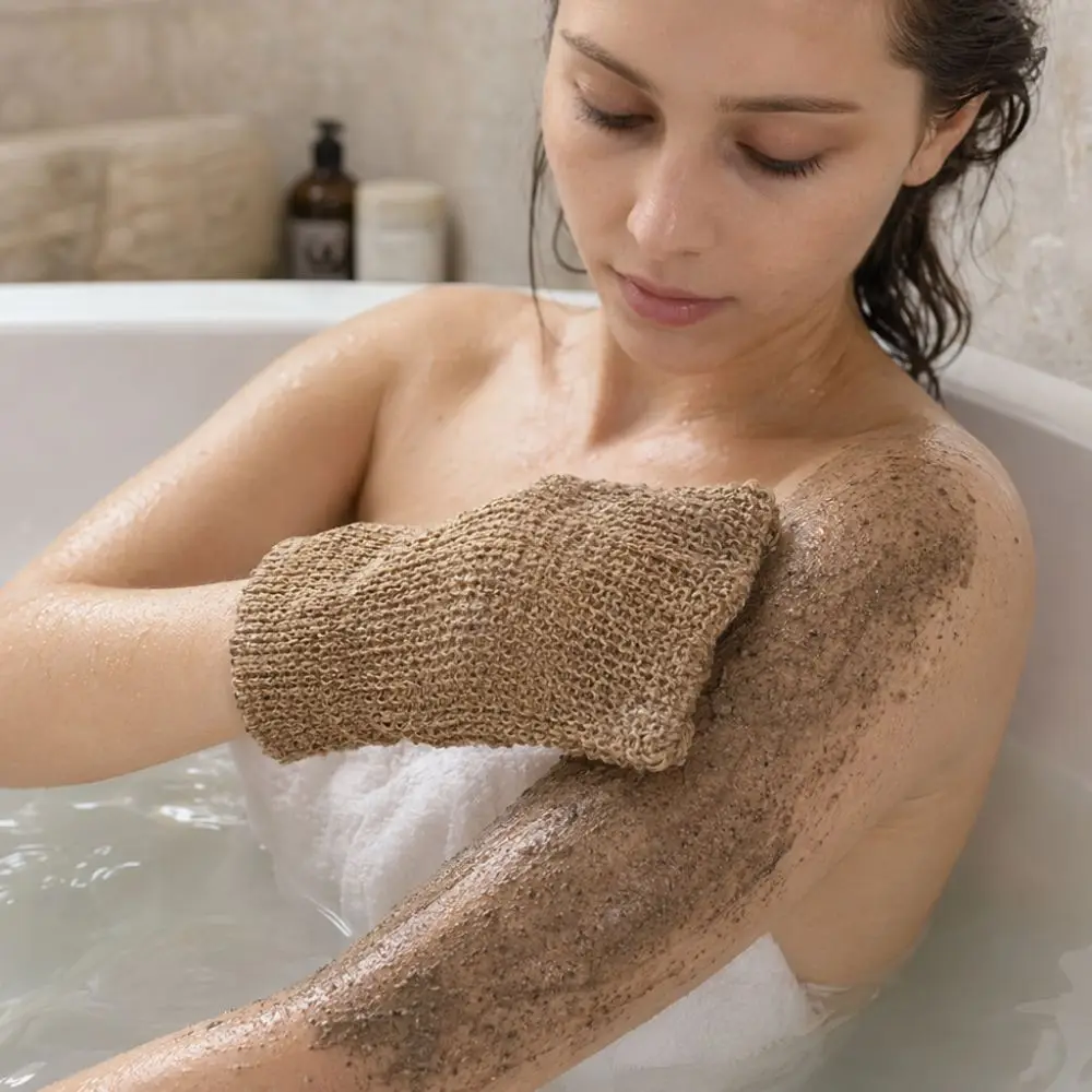 Household Rustic Style Jute Back Scrubber Set Richly Foamy Double Use Bath Belt Vintage Soft Back Shower Strap Bathroom