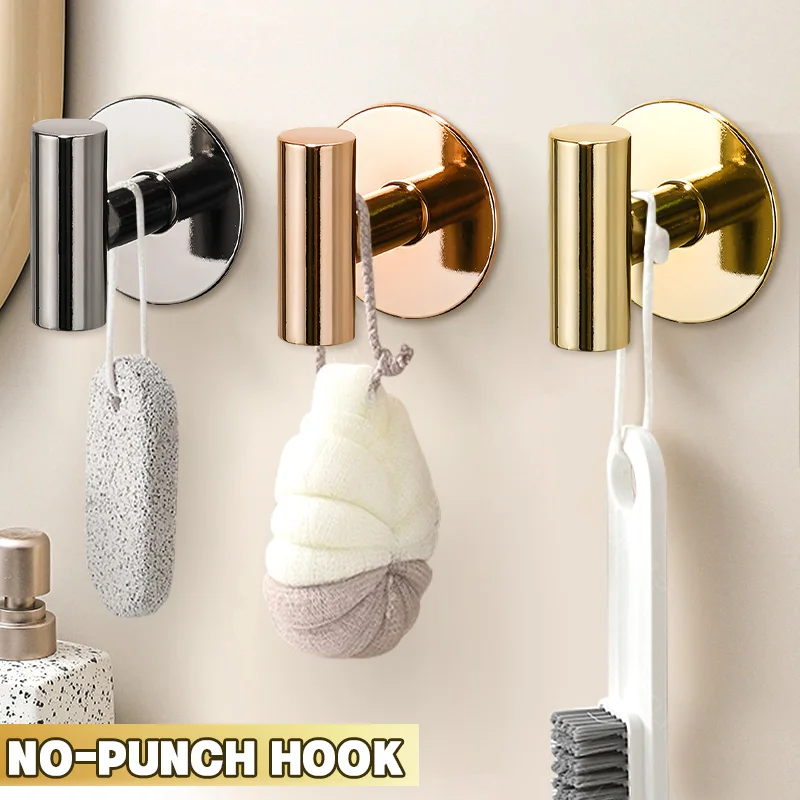 1/2pcs Adhesive Wall Hook Kitchen Cabinet Hook Multifunctional Key Coat Hanger Waterproof Bathroom Towel Storage Accessories