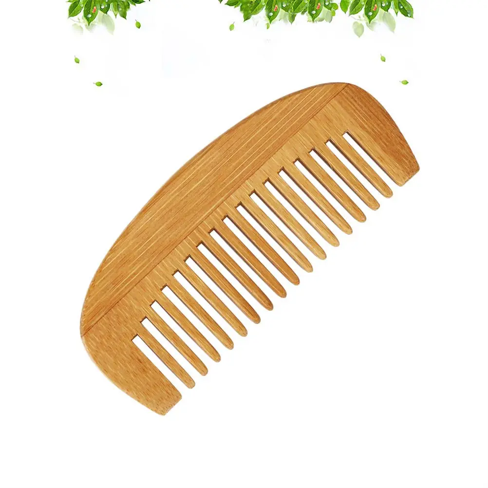 Bamboo Crescent Comb 12x5.2cm Anti-Static Hair Comb for All Hair Types Curly Straight Long Short Massage Scalp Stimulating
