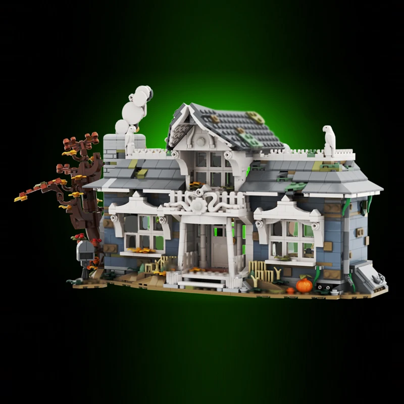 Model Ulicy Miasta Zestaw Klocków Konstrukcyjnych Halloweenowy Straszny Dom Modułowy Techniczny Prezent Świąteczny Zestaw do Składania Zabawki dla Dzieci