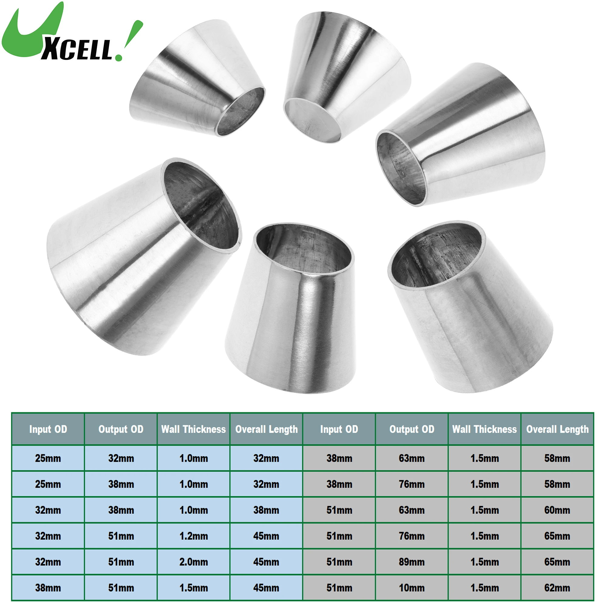 

UXCELL 32mm-102mm OD Mandrel Exhaust Bend Elbow Concentric Reducer Car Exhaust Pipe Tubing Adapter 304 Stainless Steel