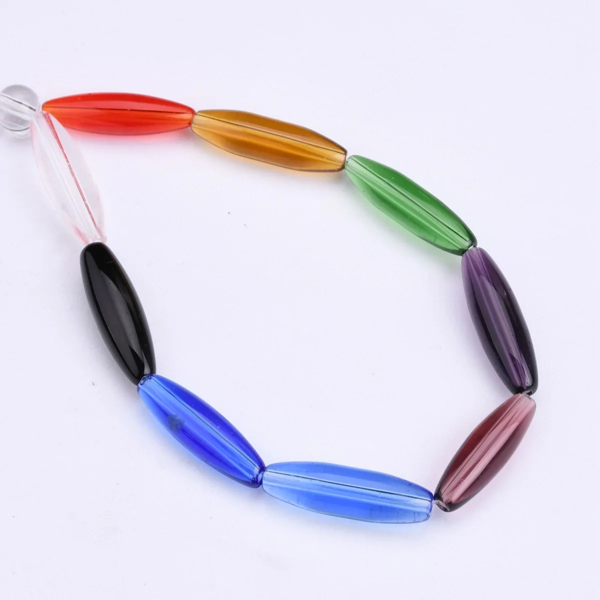 20pcs Oval Tube Shape 22mm x 6mm Glossy Crystal Glass Loose Beads For Jewelry Making DIY Crafts Findings