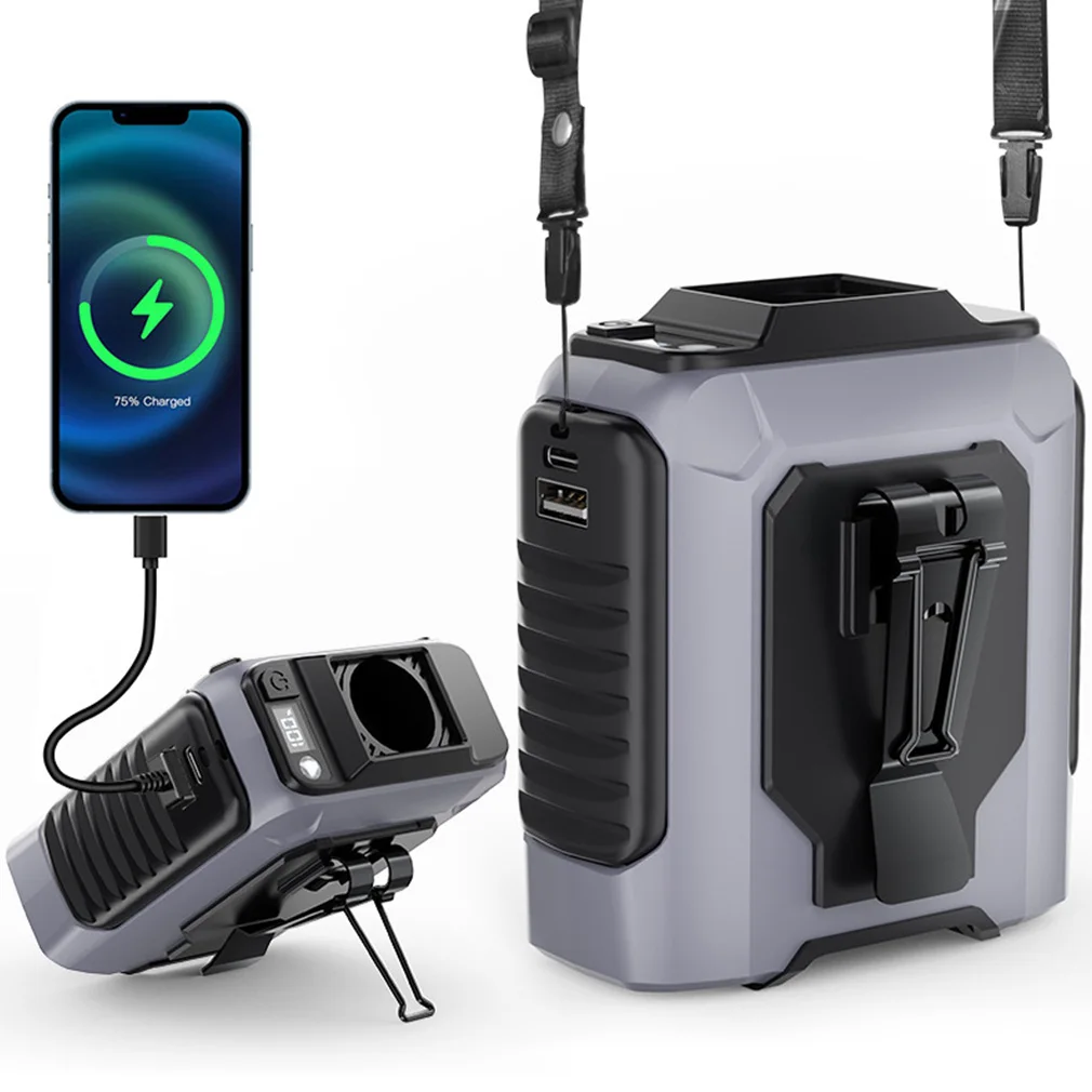 

Портативный поясной вентилятор с аккумулятором емкостью 10000 мАч, светодиодное освещение, подвесной вентилятор на шею, 5-скоростной USB-вентилятор с зажимом, охлаждающий вентилятор для работы на открытом воздухе