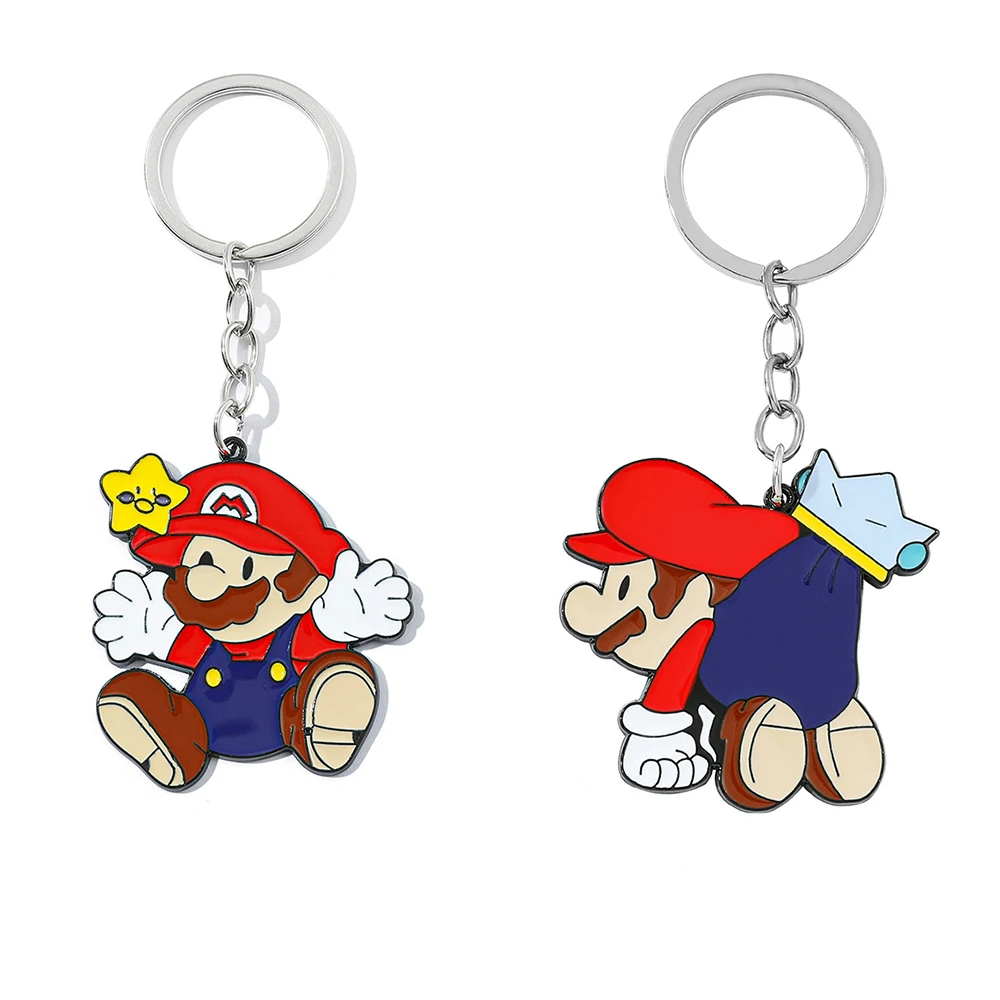 Llavero de Anime de Mario, Colgante de Doble Cara con Personajes de Dibujos Animados: Mario, Luigi, Peach, Bowser, Toad, Yoshi