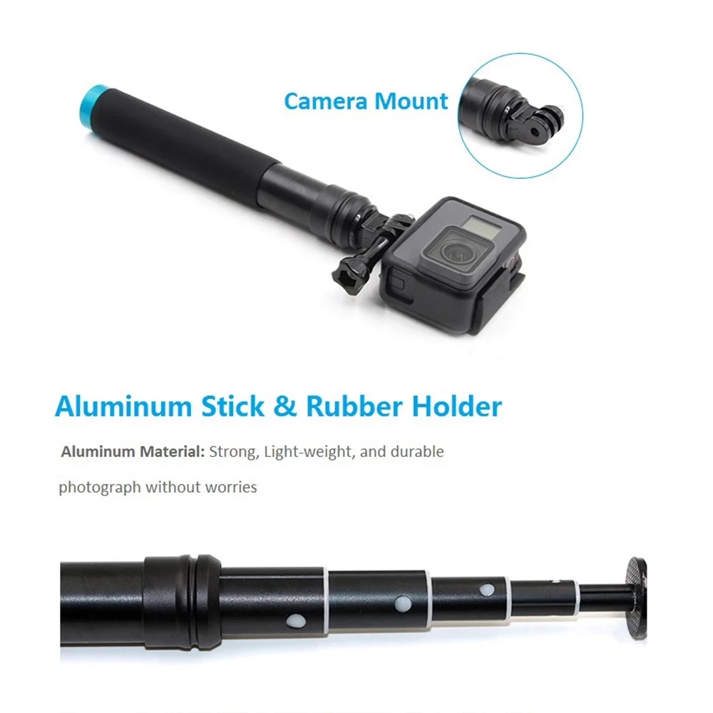 TELESIN Aluminum Alloy Extendable Handheld Selfie Stick Telescoping Pole for GoPro 13 12 11 10 Insta360 DJI Action 3 4 iPhone 16