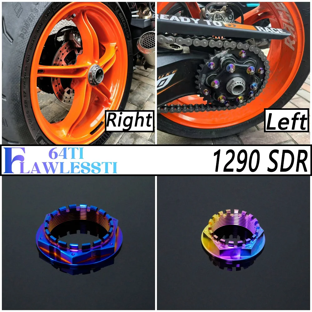 FLAWLESSTI M35 M50 Gr5 Titanium Rear Axle Nut For KTM 1290 1390 Super Duke R