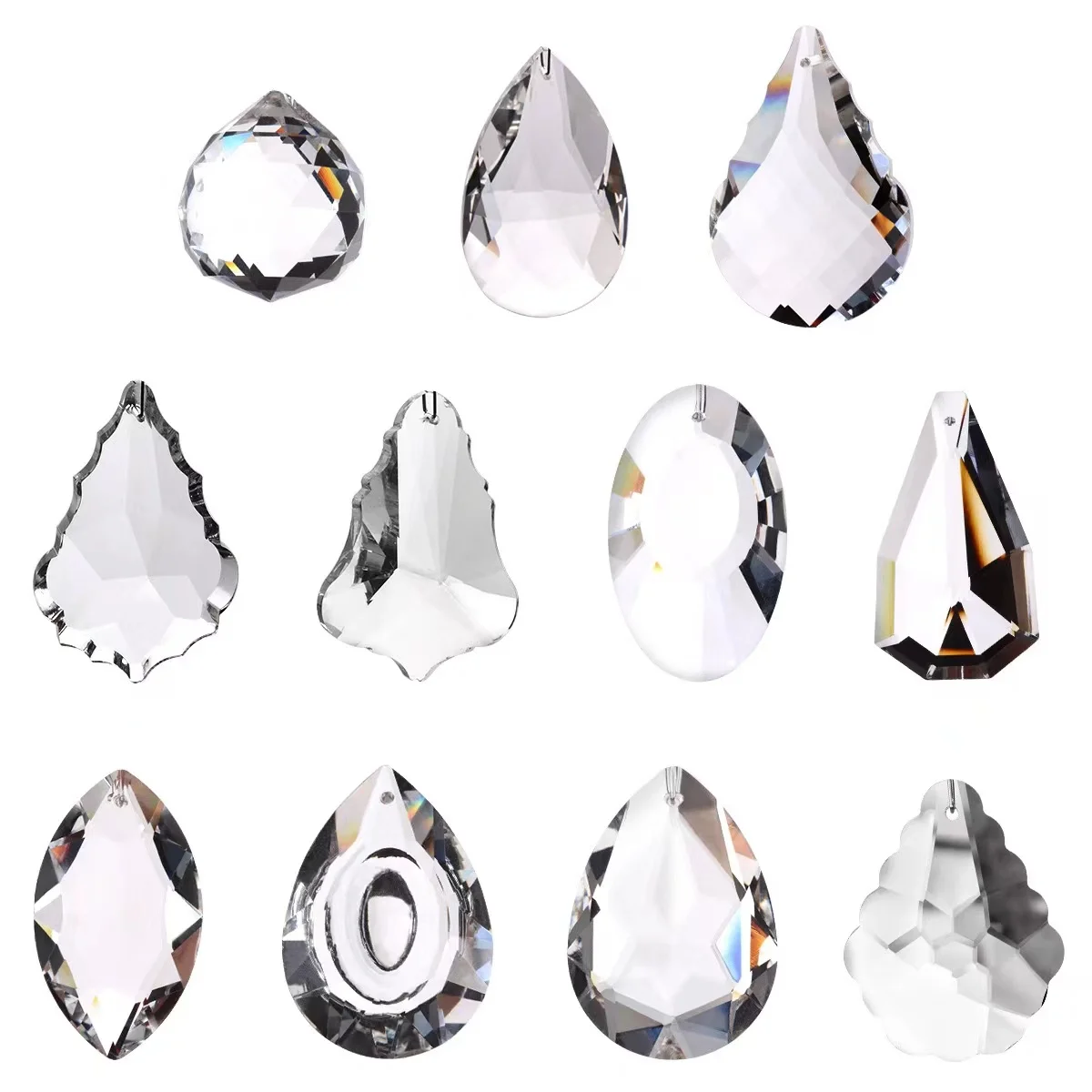 

50Pcs 38mm K9 Crystal Glass Chandelier Pendant Clear Hanging Trimming Prism for Lighting Parts Suncatcher Diy Home Wedding Decor