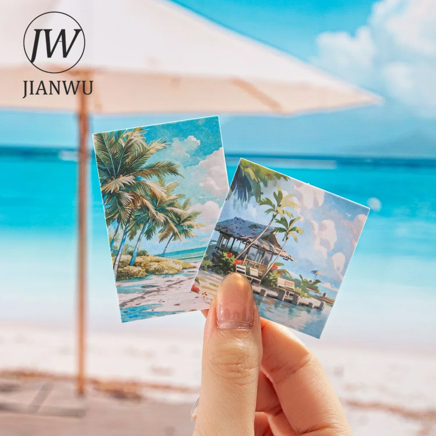 JIANWU Romantic City Diary Series Vintage Travel Landscaping Material Collage Boxed Sticker Creative DIY Journal Stationery