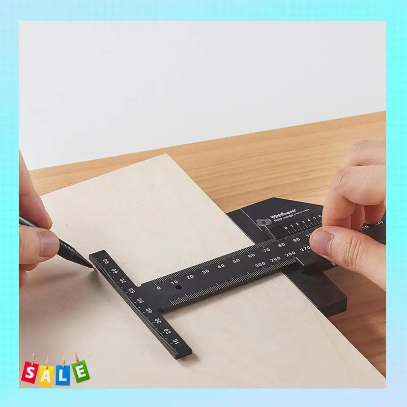 

A56X 1 Piece Woodworking Multifunctional Scribing Ruler T-Ruler 280Mm Measuring Ruler Scribing Tool Black