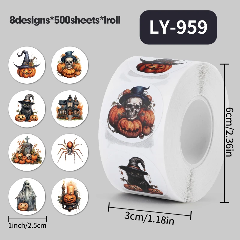 500 szt./rolka naklejki na Halloween Nightmare Before Christmas naklejki pieczęć do naklejenia etykieta do prezentów zabawki