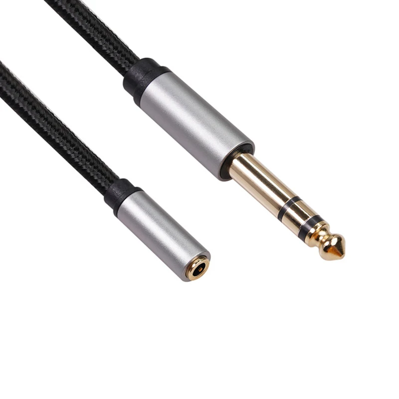 6.35mm to 3.5mm Adapter Gold Plated TRS 1/4 Male to 1/8 Female Braided Cable for Headphones Amplifier Guitar Phone PC