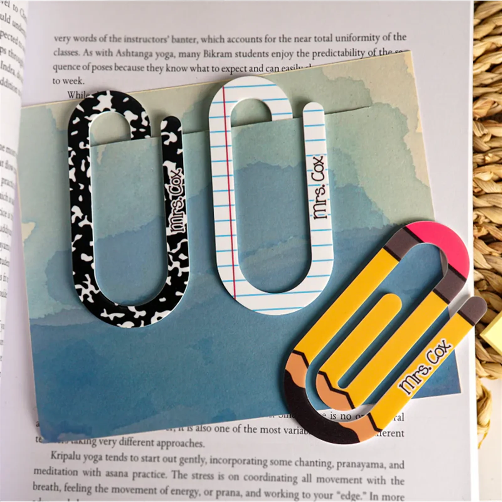Pinces à papier en acrylique, 3 pièces, marque-pages de Pagination, livre d'apparence personnalisé, grands livres, élèves du primaire