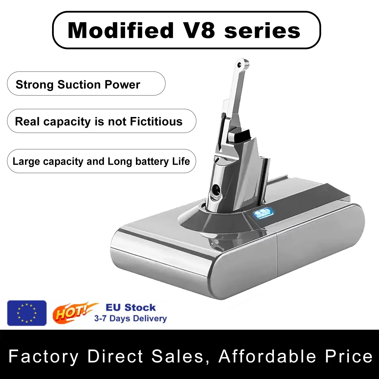 Batteria Dyson V8 per Dyson SV10, Batteria V8 Animal, Batteria V8 Absolute, Batteria V8 215681, Batteria V8 Motorhead per aspirapolvere Dyson V8.