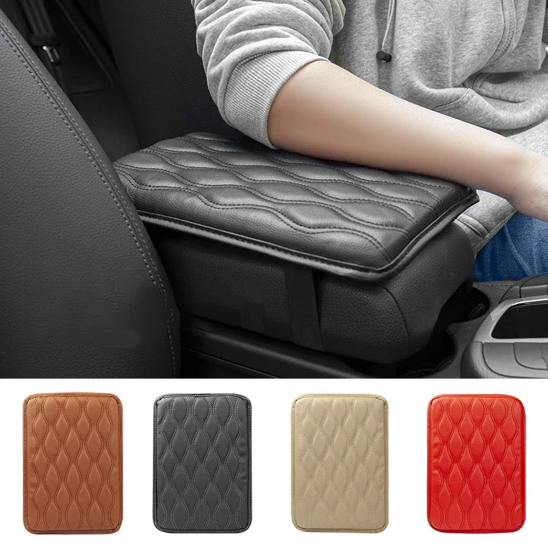 Car Central Armrest Leather Pad Auto Center Console Arm Rest Non-slip Cover Mats Waterproof Protector Car Interior Accessories