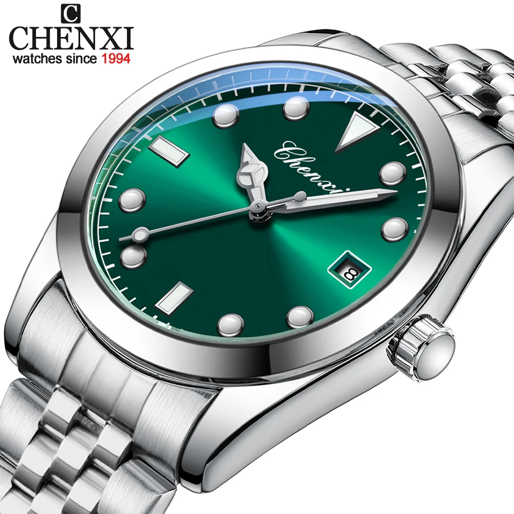 CHENXI أعلى العلامة التجارية الفاخرة ساعة رجالية عارضة الفولاذ المقاوم للصدأ حزام للماء مضيئة الكوارتز الرجال ساعة اليد الكلاسيكية الأعمال على مدار الساعة