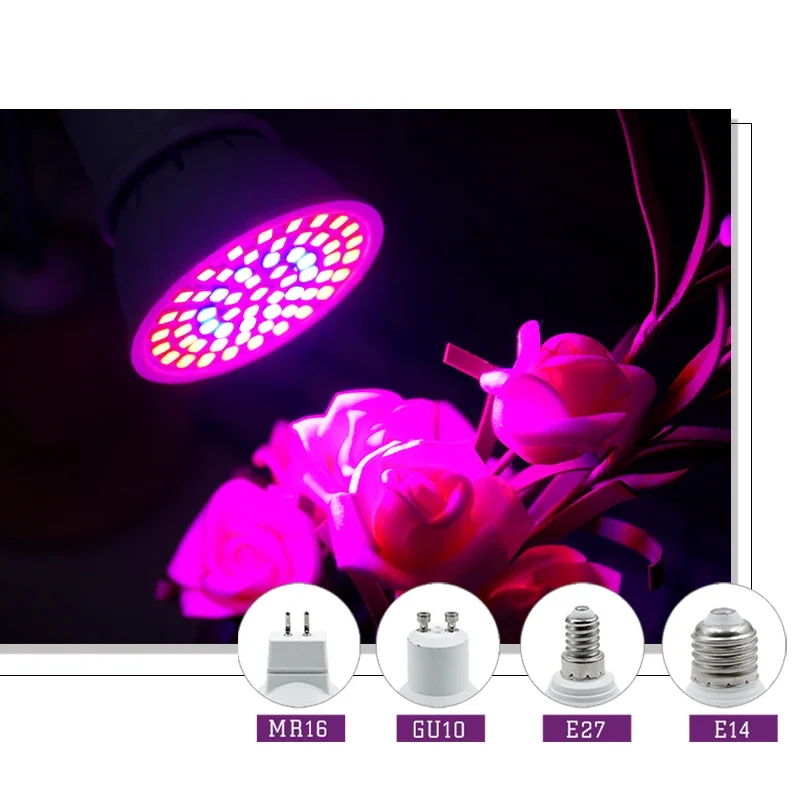 Ampoule LED pour la croissance des plantes, éclairage pour tente et serre, rouge, bleu, UV, IR, E14, MR16, GU10, AC 220V