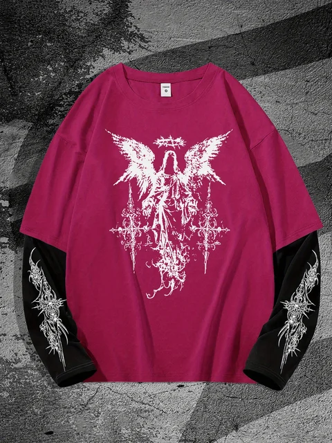 New men's long-sleeved T-shirt for Spring and Autumn 2025 casual roller skating 3D printed street men's wear 5