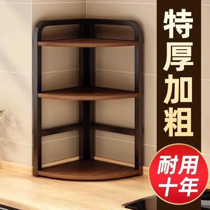 Prateleira de cozinha triangular de canto, bancada, rack de tempero, armazenamento de tempero multifuncional