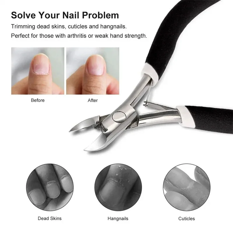 Alicates para bordes de uñas, cortaúñas, tijeras, cortador, herramienta de exfoliación, masaje de pies, tijeras de acero inoxidable, herramientas de manicura