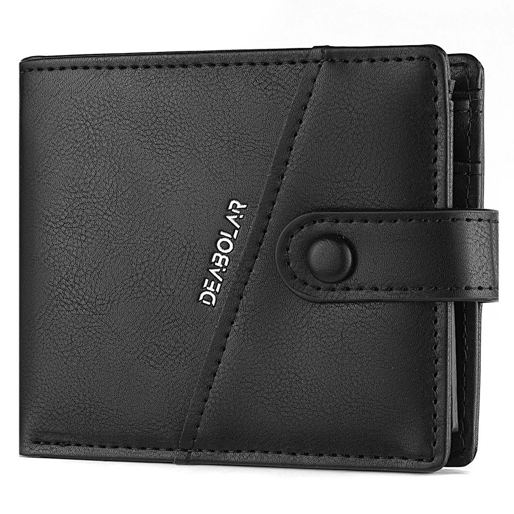 2023 Men's Short Wallet Leather Business Coin Purse Zipper Carteira Masculina England Style Carteira Dollar Thin Buckle Wallet