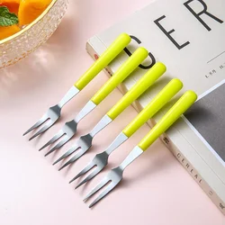 6Pcs Fruit Forks Mini Food Pick Children Kids Lunch Box Cocktail Stainless Steel Cake Dessert Sushi Snack Sticks Picker